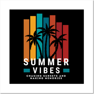 Summer Family Vacation 2024 Vibes - Summer Vibes Chasing Sunsets and Making Memories - Beach Memories Cool Saying  - Sunset-Themed | Summer Travel Essentials Gift Posters and Art